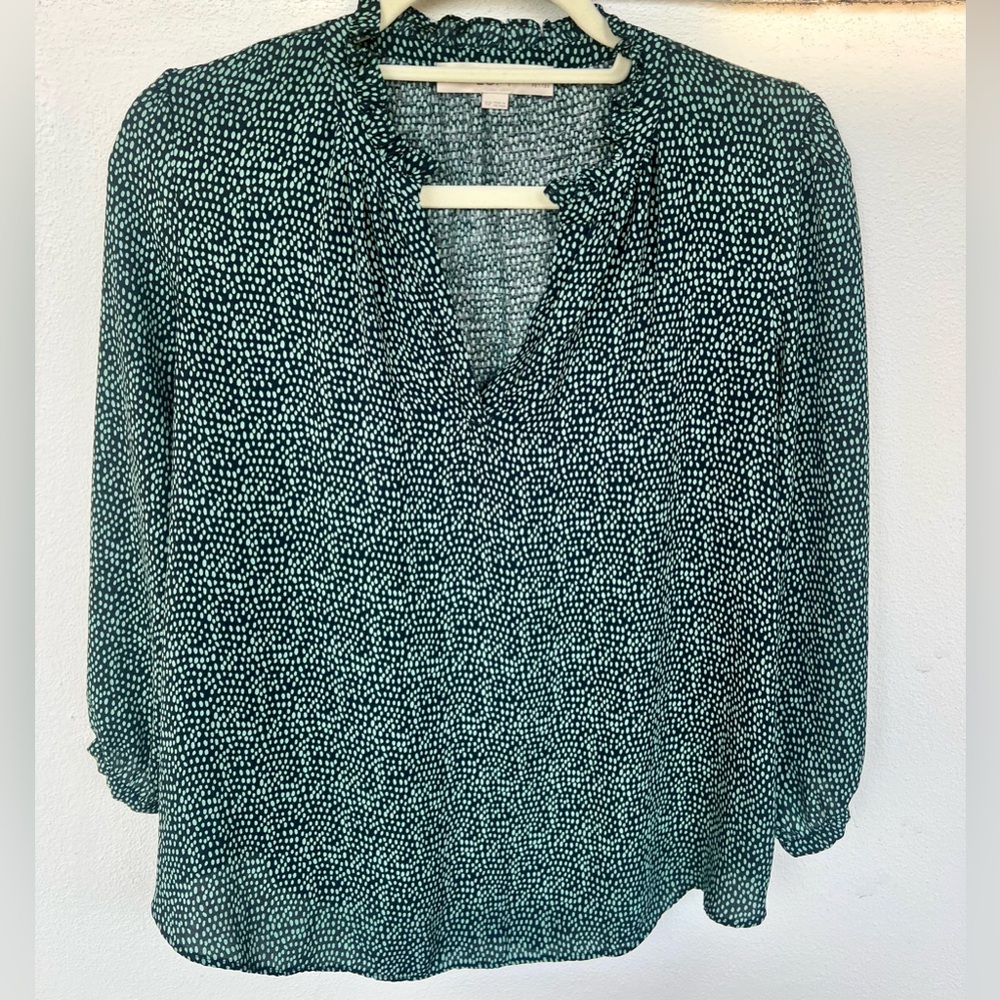 Women's Green and Blue Patterned Blouse